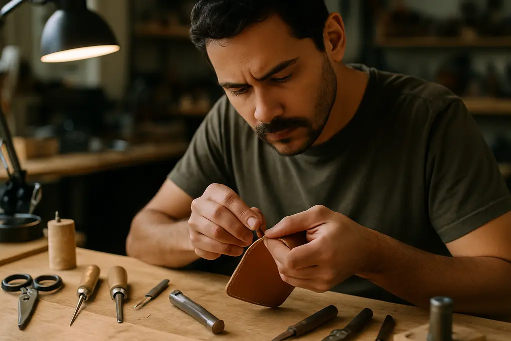 Handmade Platform Changes shown through a seller reviewing craft listings at a worktable