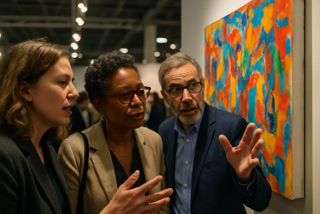 Armory Show sales planning notes beside gallery catalogues