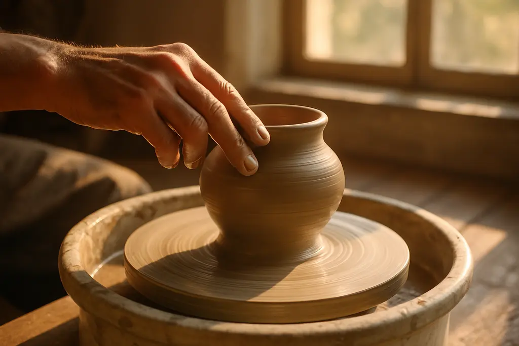 Doyle Lane Retrospective gallery with ceramic vessels and wall-mounted clay works